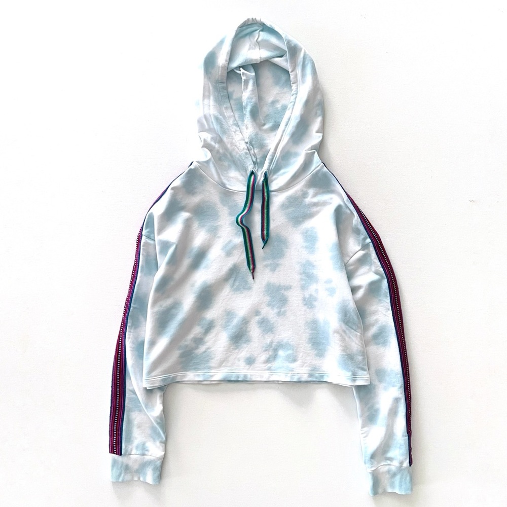 Pitusa Tie-Dye Cropped Hoodie Light Blue Medium
